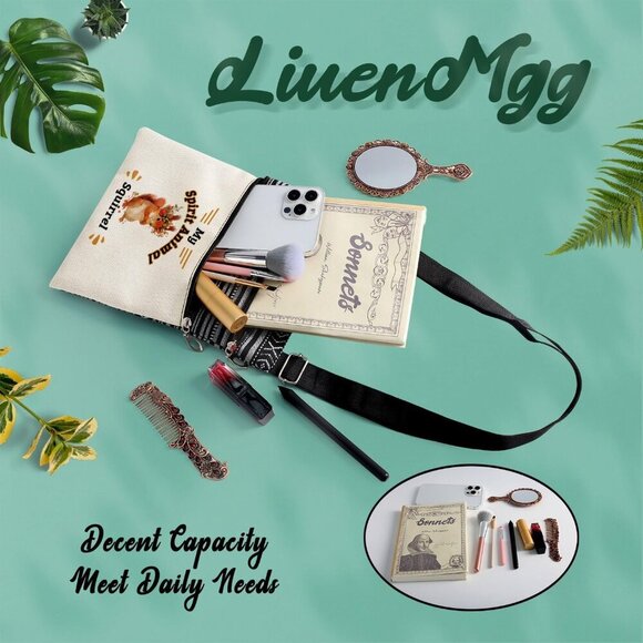 Crossbody Bag Squirrel Ethnic Pattern Small Adjustable Shoulder Purse - Picture 7 of 7